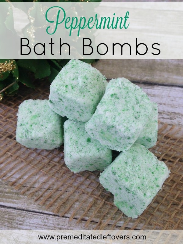 Homemade Peppermint Bath Bombs- Add these DIY bath bombs to your tub for an aromatic and relaxing soak. It's quite easy and inexpensive to whip up a batch! 