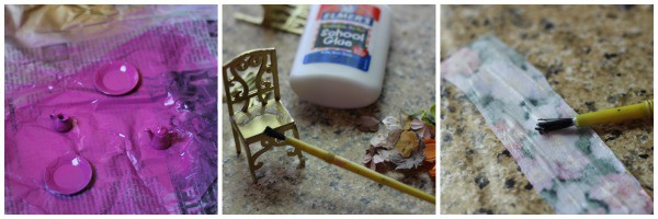 Tea Party Fairy Garden painting and glue