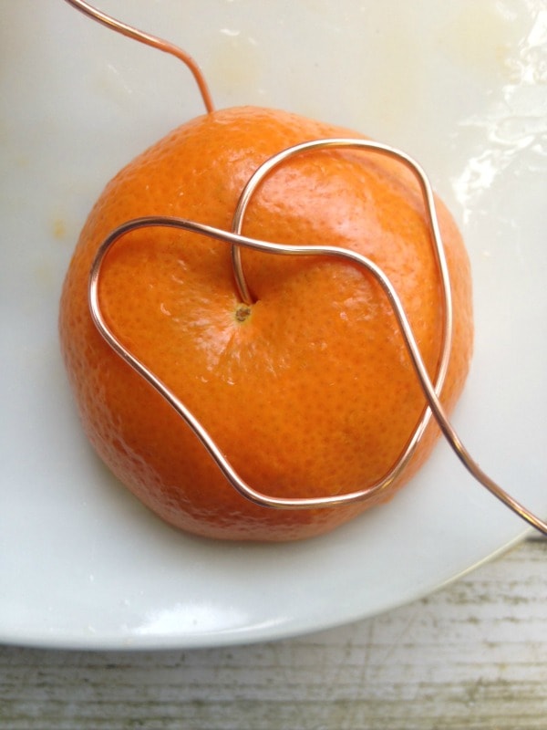 How to Make an Oriole Bird Feeder- support orange with wire