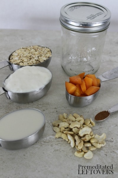 Apricot Vanilla Cashew Refrigerator Oatmeal - ingredients
