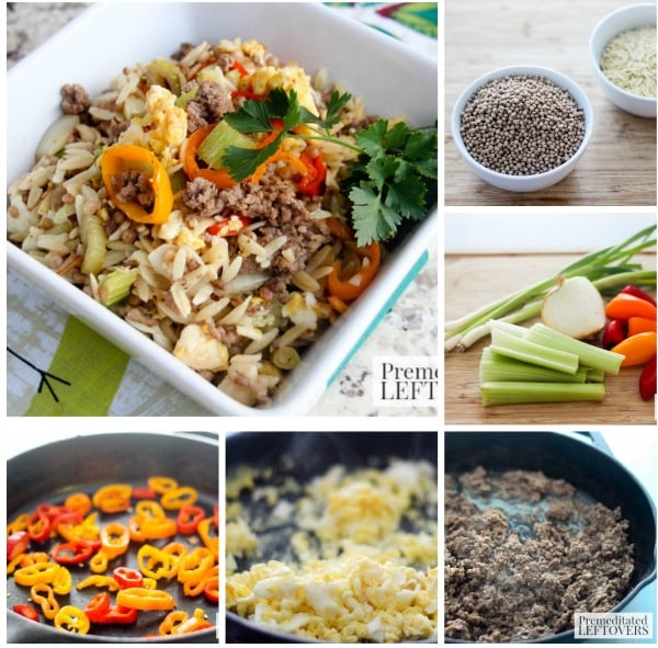 Couscous & Orzo Pepper Stir-Fry- This easy stir-fry recipe omits traditional rice and adds great flavor with orzo, tri-colored peppers, and ground lamb. 