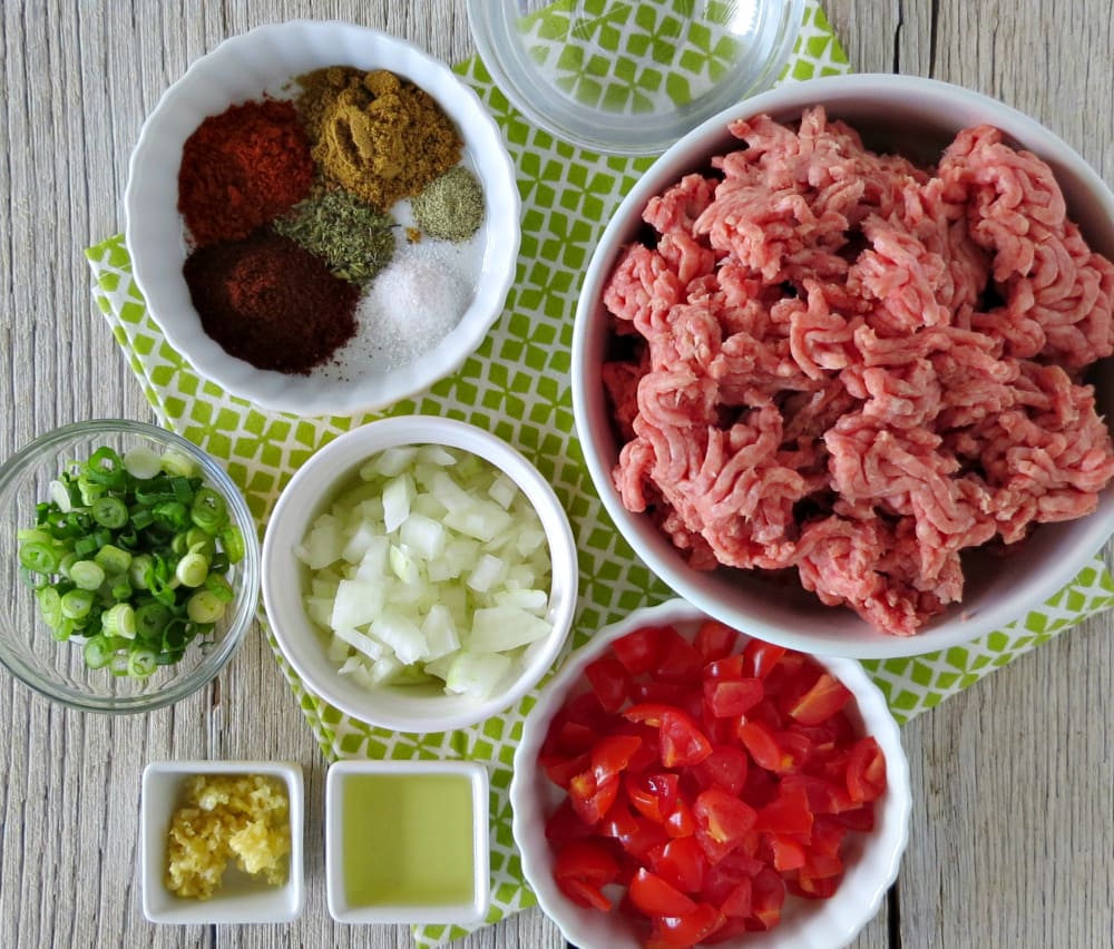 Ingredients for the homemade Seasoned Taco Meat recipe