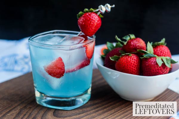 Strawberry & Berry Colada Cocktail Recipe garnished with strawberries