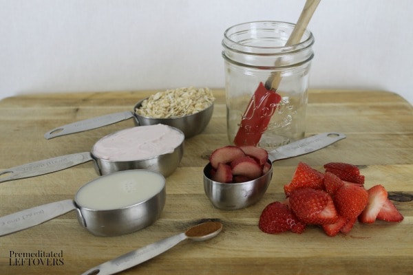 Strawberry Rhubarb Overnight Oatmeal - ingredients