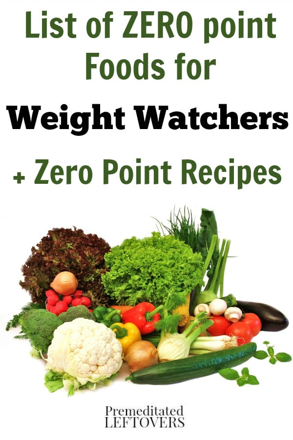 Weight Watchers Zero Point Foods- Use this list as an easy reference for 0 point foods on the Weight Watchers diet plan. You will also find 0 point recipes! 