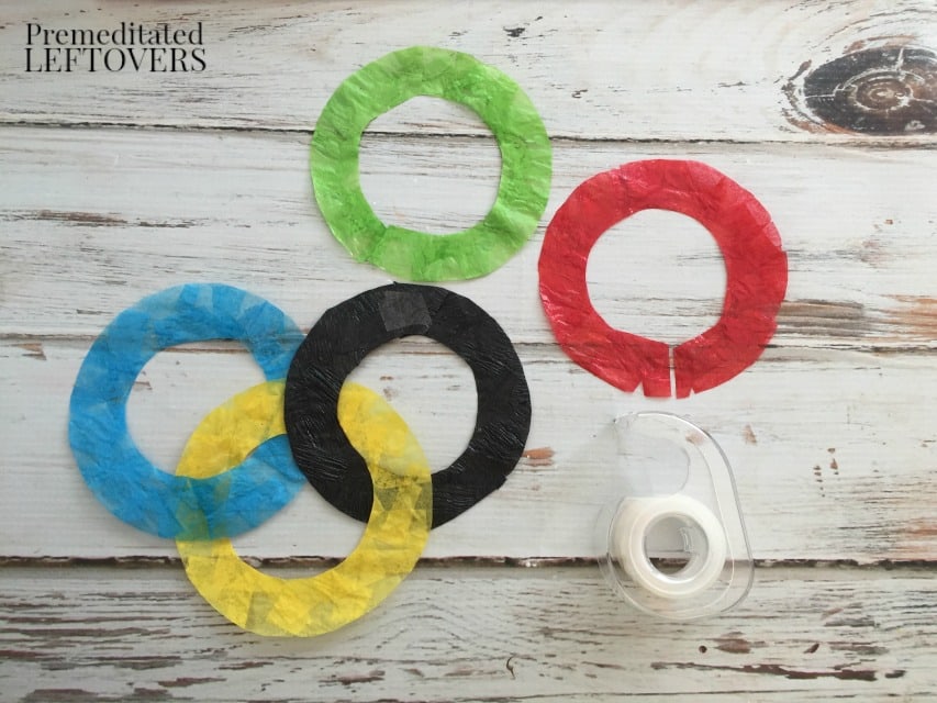 Olympic Rings Sun Catcher - reconnect rings using tape