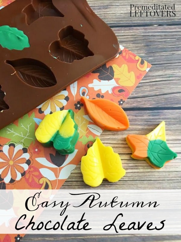 These Chocolate Leaves are inspired by the beautiful colors of fall. They are the perfect treat to accent cupcakes and cookies this autumn.