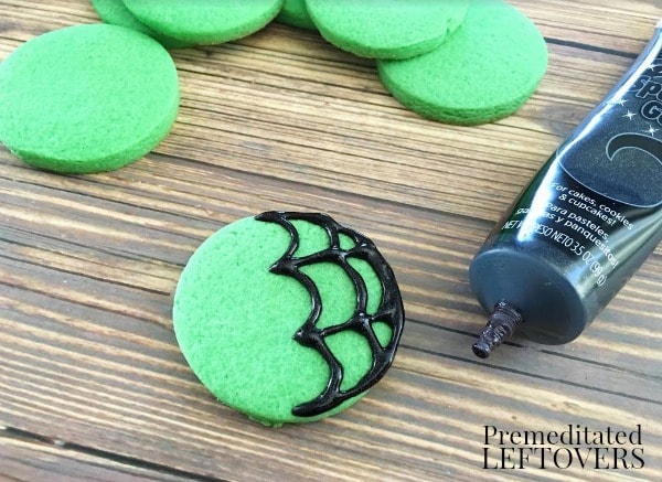 Mint Spider Cookies- creating web