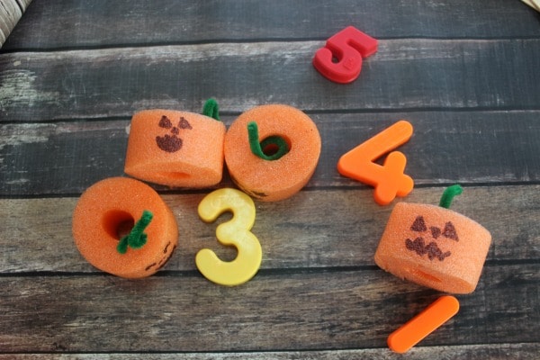 Pool Noodle Pumpkins and Activities for Kids- counting