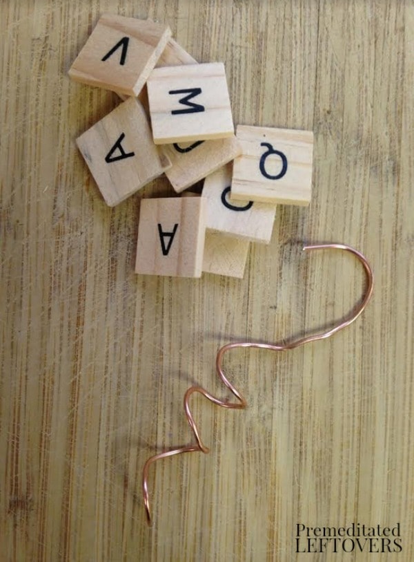 Wood Tile Letter Wine Glass Markers- coil wire and pick letters