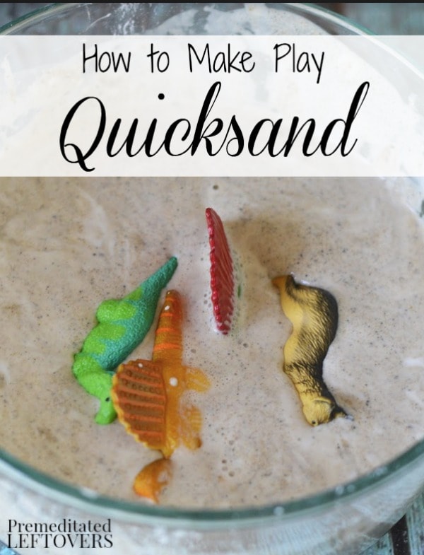Learn How to Make Your Own Quicksand with this easy tutorial. It's a fun and educational activity for kids as they set toys on the sand and watch them sink.