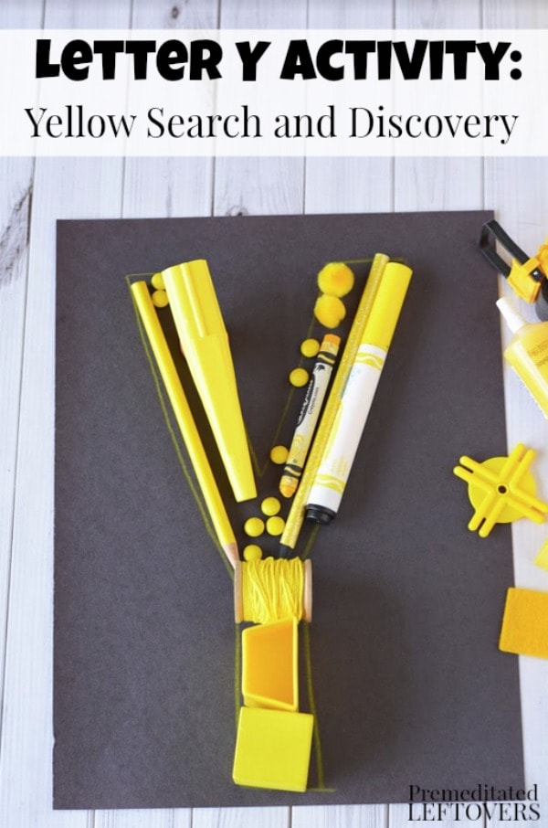 This Yellow Search and Discovery Activity is a fun letter Y  game that parents and kids can play together. You can easily modify it for any color and letter!