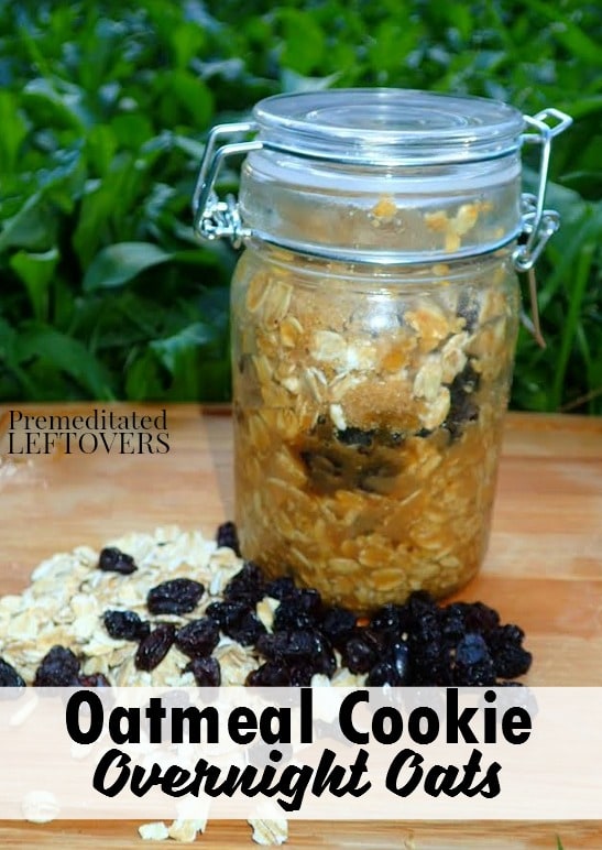 These Oatmeal Cookie Overnight Oats are a hearty and delicious way to eat your whole grains. Prepare this easy recipe in 5 minutes and enjoy in the morning.