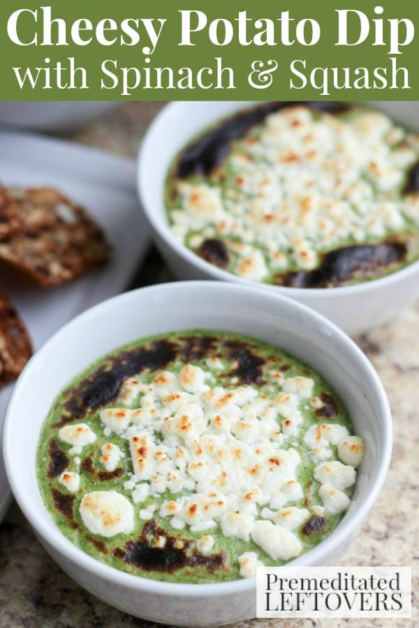 This Cheesy Potato Dip Recipe with Spinach and Squash is the ultimate party appetizer. Serve this rich & creamy dip at a girls night out or game-day bash.