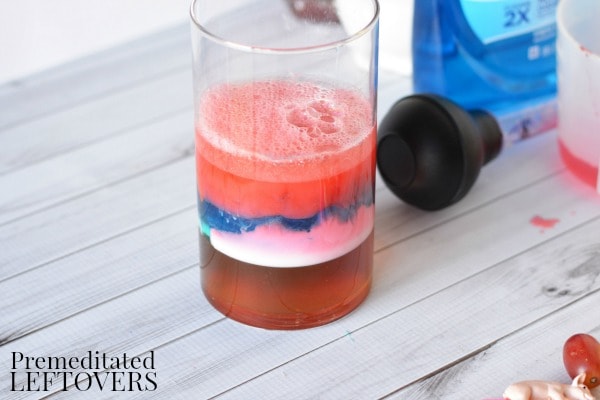 Density of Water Experiment for Kids- layers of liquids