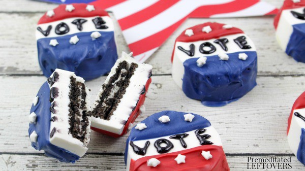 Celebrate your right to vote with this Non-Partisan Vote "Button" Chocolate Covered Oreo Recipe