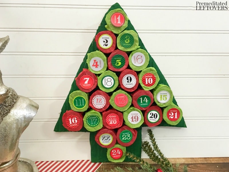 This Christmas Tree Advent Calendar is an easy craft to make with recycled paper towel rolls. Each day you count down reveals a hidden treat!