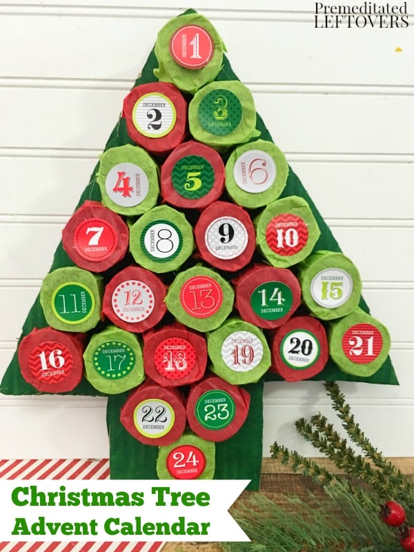 This Christmas Tree Advent Calendar is an easy craft to make with recycled paper towel rolls. Each day you count down reveals a hidden treat!