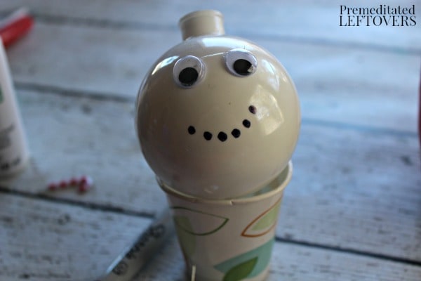 Snowman Christmas Ornament Craft- glue on eyes and add mouth