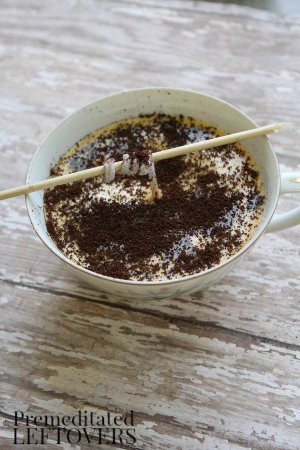 Coffee Scented Candles- sprinkle with remaining coffee grounds
