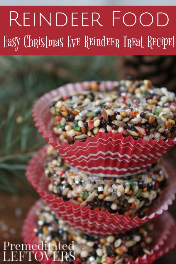 Make this Easy Reindeer Food Recipe with your kids to put outside on Christmas eve. It is a safe treat for squirrels and birds to nibble on as well.