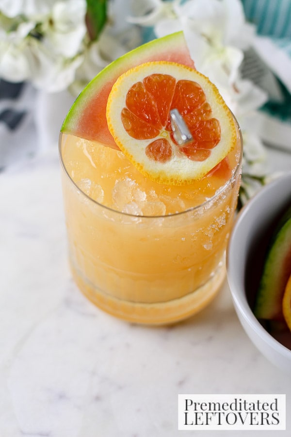Enjoy a glass of sunshine regardless of the weather with this Watermelon and Orange Cocktail. This easy recipe includes a mix of spirits and fresh fruit.