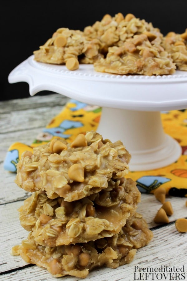These No Bake Oatmeal Butterscotch Cookies are an easy recipe when you want a yummy dessert without having to run the oven, or just don't feel like baking!
