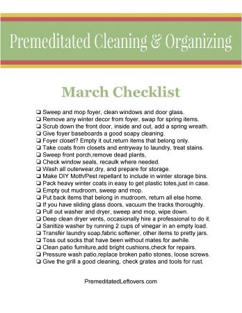 Get ready for spring with this March Cleaning Checklist! It will help you pack up winter gear and clean out those winter-weary areas of your home. 