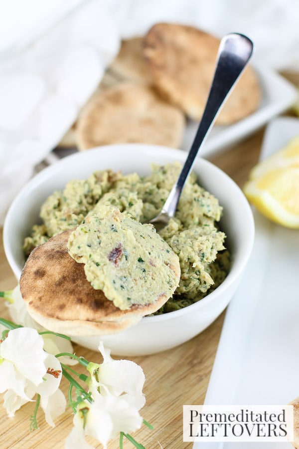 This Chicken, Kale, and Raisin Salad Spread is a delicious snack with mini pitas. It's also a great recipe for using leftover chicken you may have on hand.