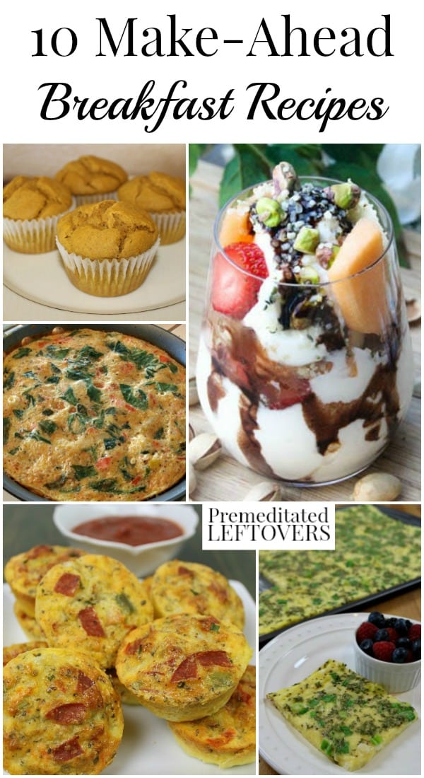 Make just a few of these 10 delicious make-ahead breakfast recipes and you will be able to eat homemade breakfasts on the go all week long.