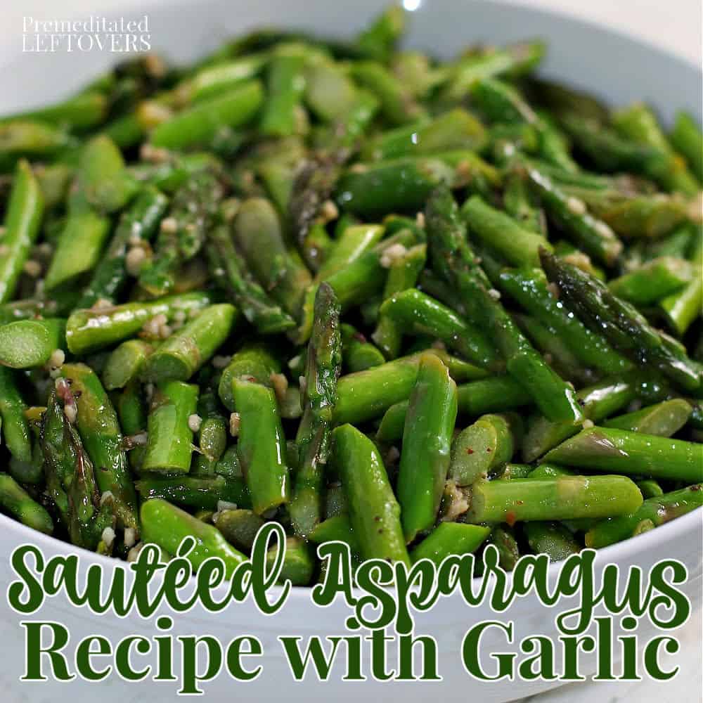 sauteed asparagus recipe in a bowl
