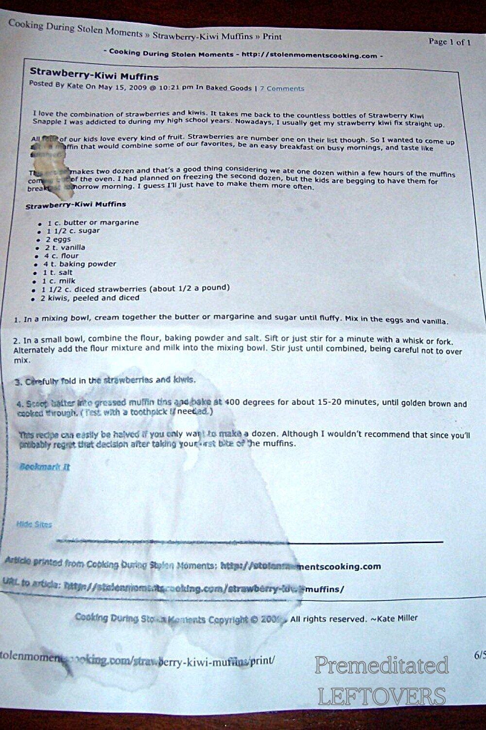 Recipe with Splash Marks