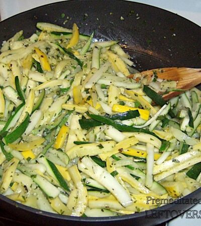 Squash Julienne in a Frying Pan