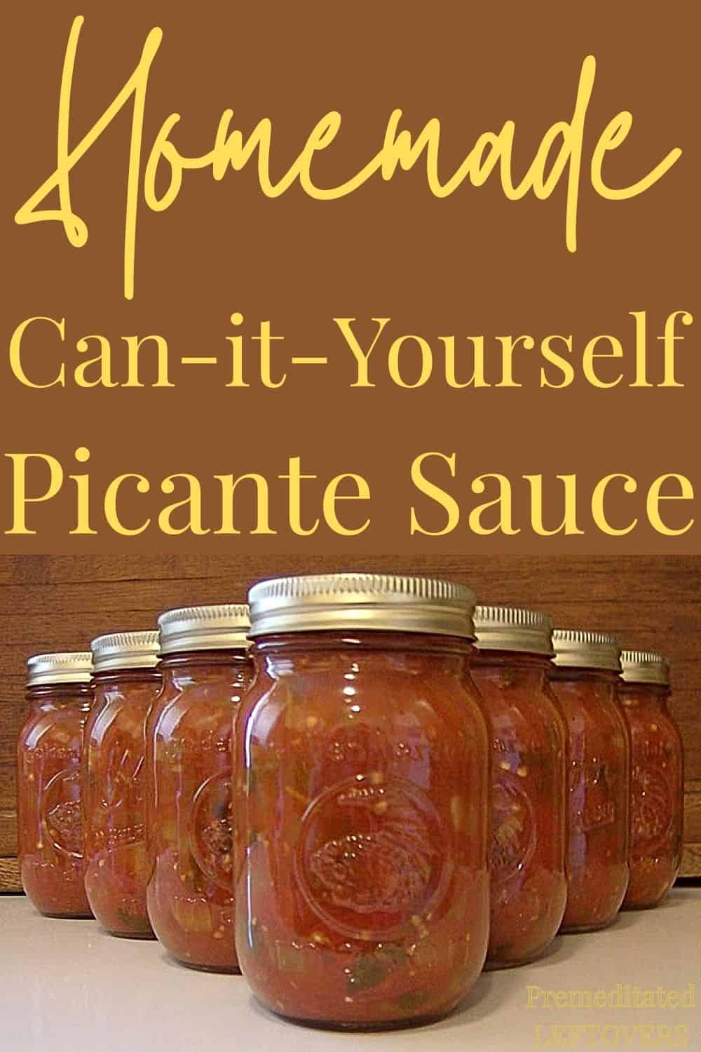 Jars of self-canned homemade Picante Sauce.