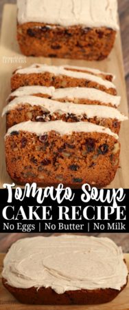 tomato soup cake recipe made without eggs, butter, or milk