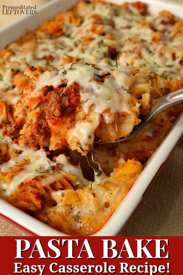 Easy pasta bake recipe with cheese.