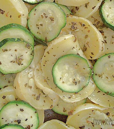 Tender summer squash and zucchini, cut thin and sauteed, and seasoned with Italian seasonings.