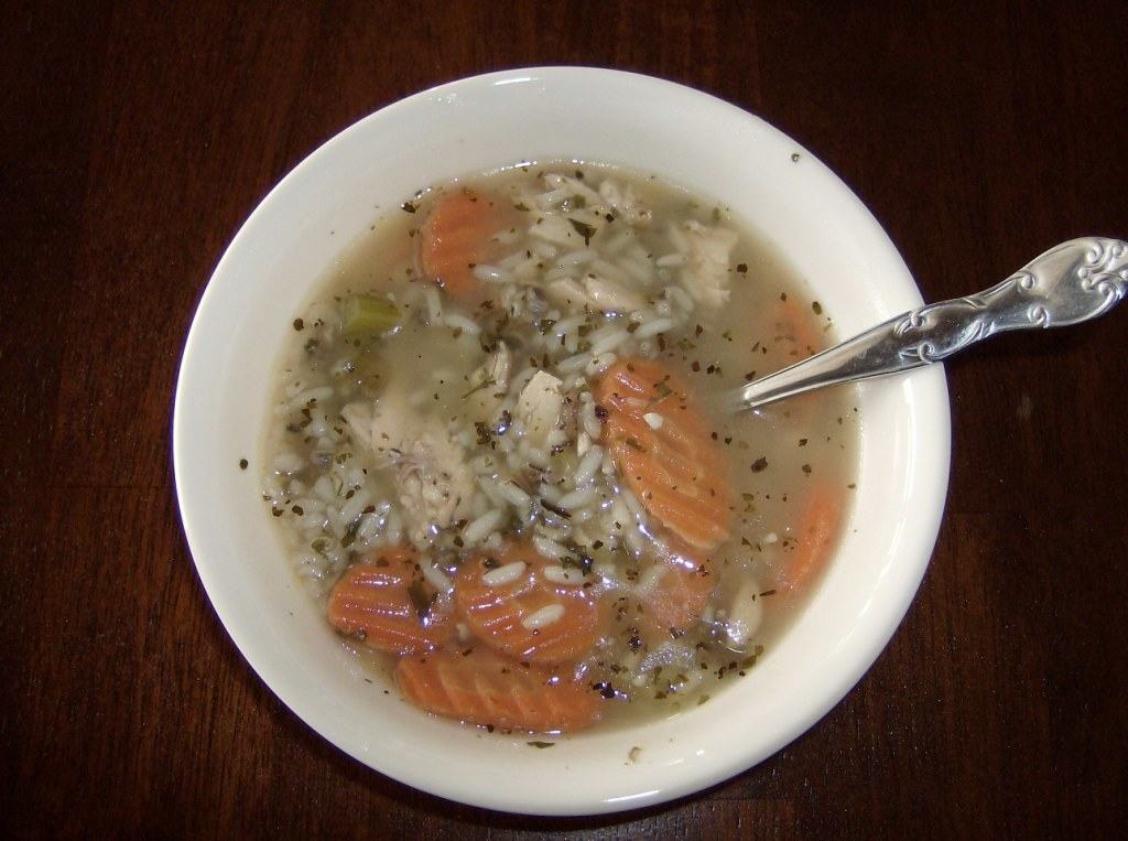 chicken and rice soup recipe made with leftover chicken and rice