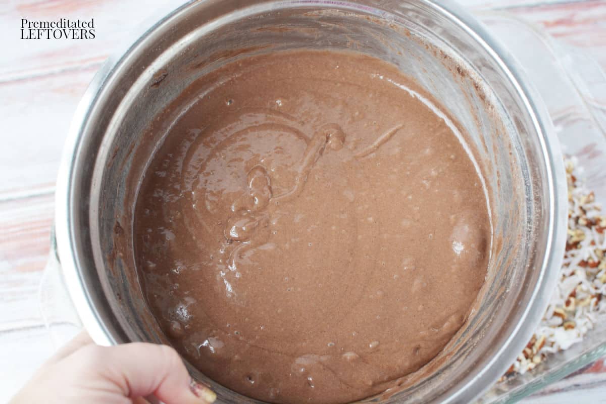 Prepare cake mix as directed on the box.