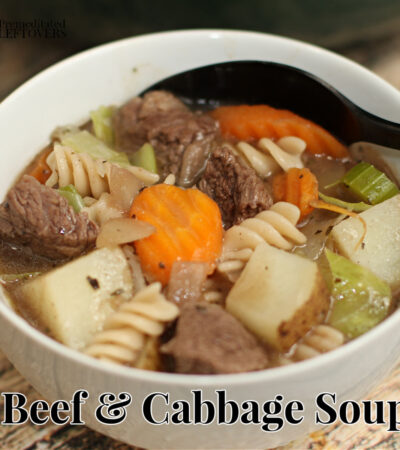 beef and cabbage soup recipe in a bowl