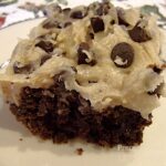 Decadent Chocolate Chip Cookie Dough Frosting on a Brownie