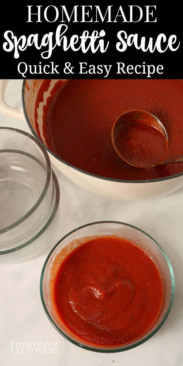 This easy homemade spaghetti sauce recipe can be doubled or tripled.