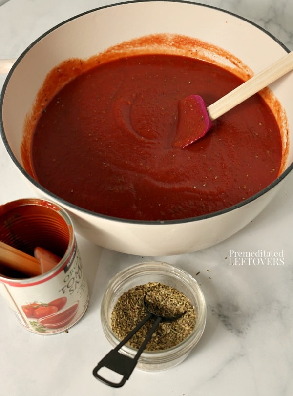 How to make spaghetti sauce using tomato sauce and pantry spices.