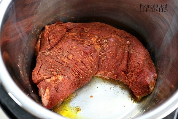 Place the tri tip in the Instant Pot and brown the bottom.