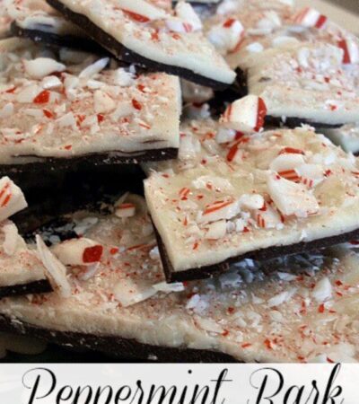 A quick and easy Peppermint Bark Recipe using candy canes and chocolate chips. Only 3 ingredients! Use the microwave to make this peppermint bark recipe.