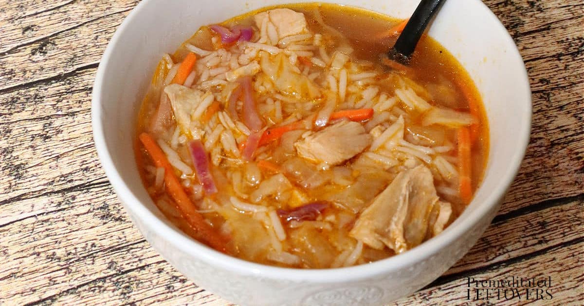 a bowl of homemade Asian turkey soup