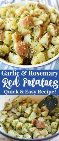 Easy stovetop garlic and rosemary red potatoes recipe.