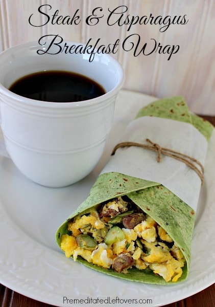 Spring Breakfast Wrap with Steak, Asparagus, and Smoked Bacon Sandwich Spread