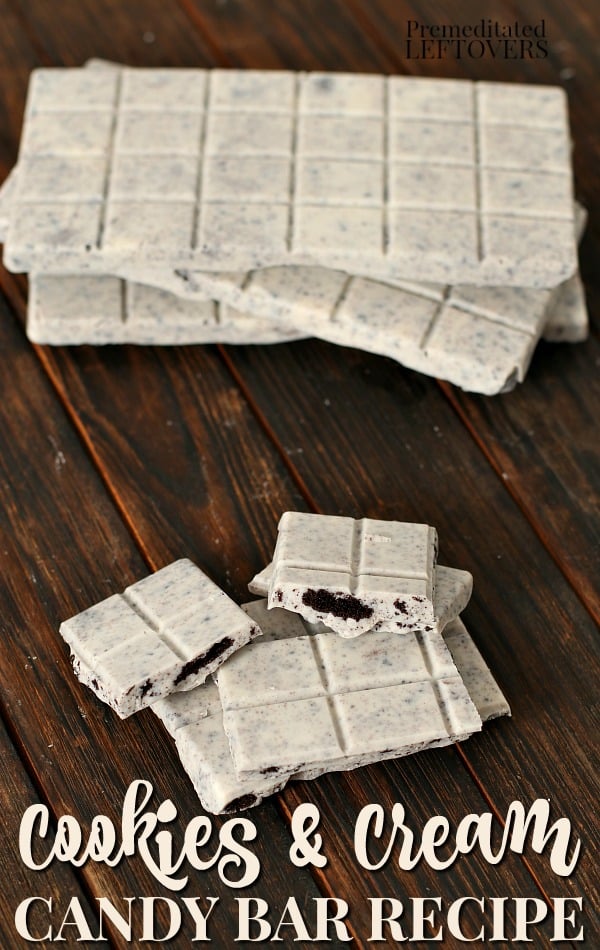 A quick and easy way to make homemade Cookies & Cream candy bars by adapting a bark candy recipe. This DIY Cookies and Cream Candy Bar Recipe can be made in 2 different ways