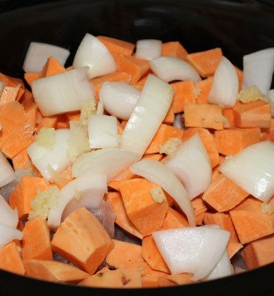 slow cooker pork and sauerkraut with sweet potatoes